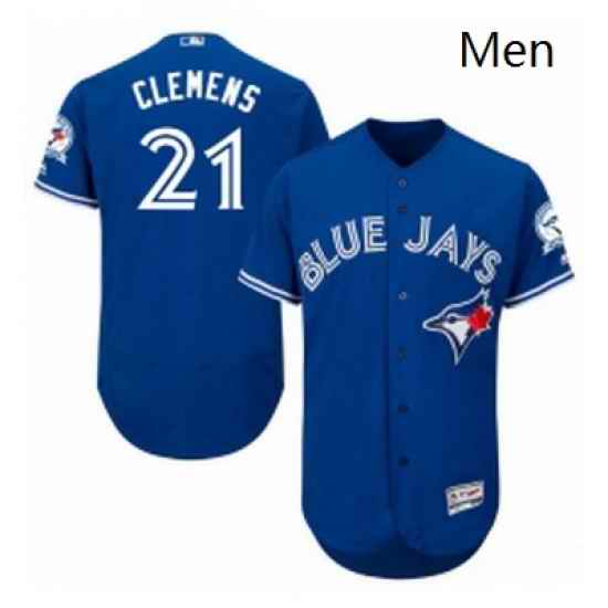 Mens Majestic Toronto Blue Jays 21 Roger Clemens Blue Alternate Flex Base Authentic Collection MLB Jersey